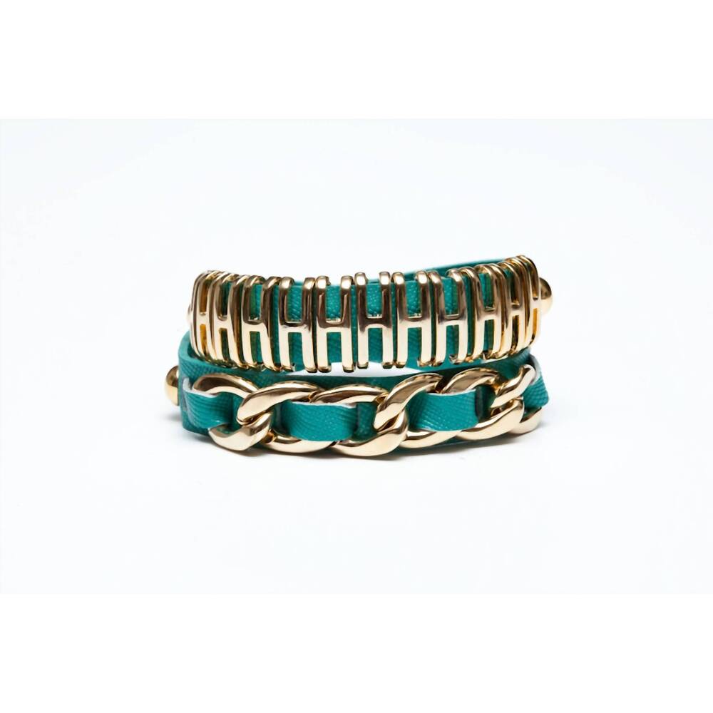 NEW AVENUE CHIC h leather bracelet in turq